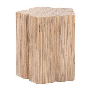 Pemberly Row Woven Grasscloth Petal-Shaped End Table with Column Base