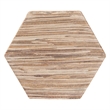 Pemberly Row Woven Grasscloth Hourglass End Table with Hexagon Top