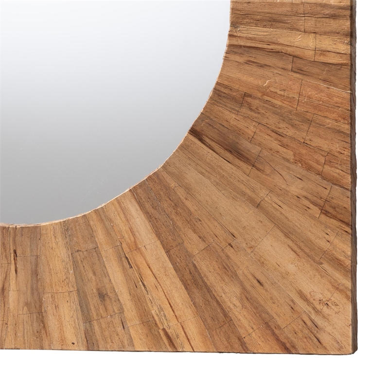 Pemberly Row Pealed Grasscloth Round Concave Accent Wall Mirror