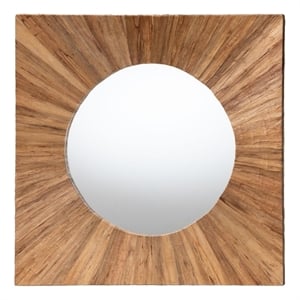 Pemberly Row Pealed Grasscloth Round Concave Accent Wall Mirror