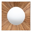 Pemberly Row Pealed Grasscloth Round Concave Accent Wall Mirror