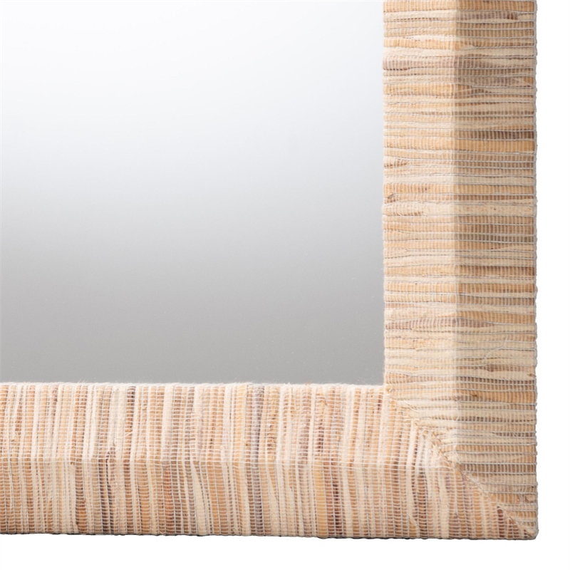Pemberly Row Woven Grasscloth Rectangle Accent Wall Mirror with Bevel