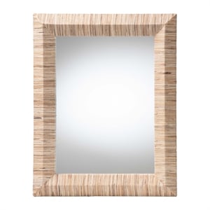 Pemberly Row Woven Grasscloth Rectangle Accent Wall Mirror with Bevel