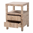 Pemberly Row Woven Grasscloth 2-Drawer Nightstand with Metal Ring Pulls
