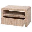 Pemberly Row Woven Grasscloth 1-Drawer Nightstand with Open Shelf