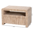 Pemberly Row Woven Grasscloth 1-Drawer Nightstand with Open Shelf