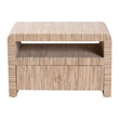 Pemberly Row Woven Grasscloth 1-Drawer Nightstand with Open Shelf