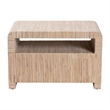Pemberly Row Woven Grasscloth 1-Drawer Nightstand with Open Shelf