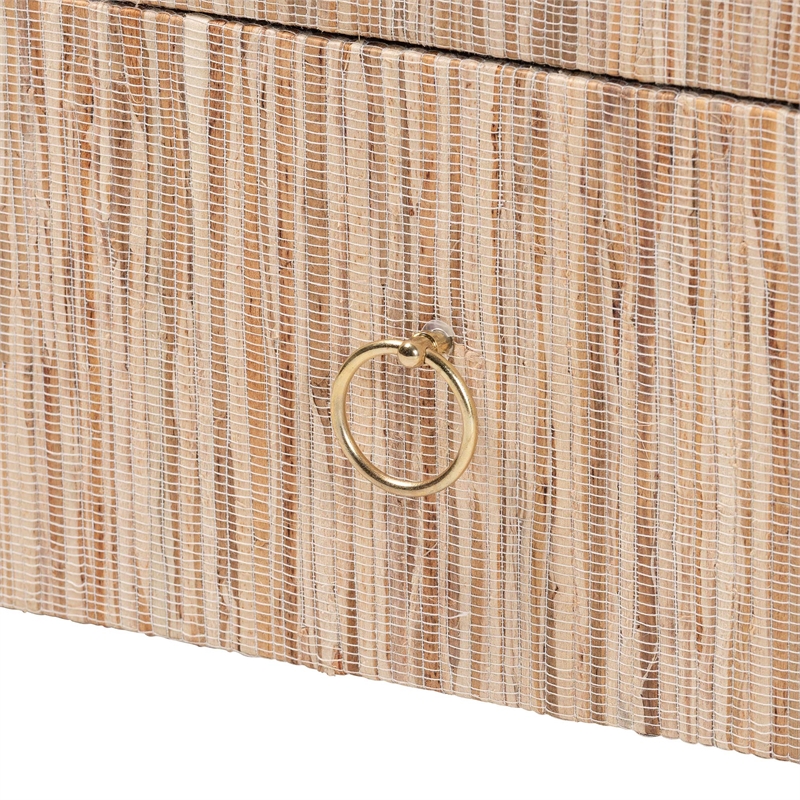 Pemberly Row Woven Grasscloth 1-Drawer Nightstand with Open Shelf