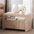 Pemberly Row Woven Grasscloth 1-Drawer Nightstand with Open Shelf