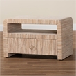 Pemberly Row Woven Grasscloth 1-Drawer Nightstand with Open Shelf