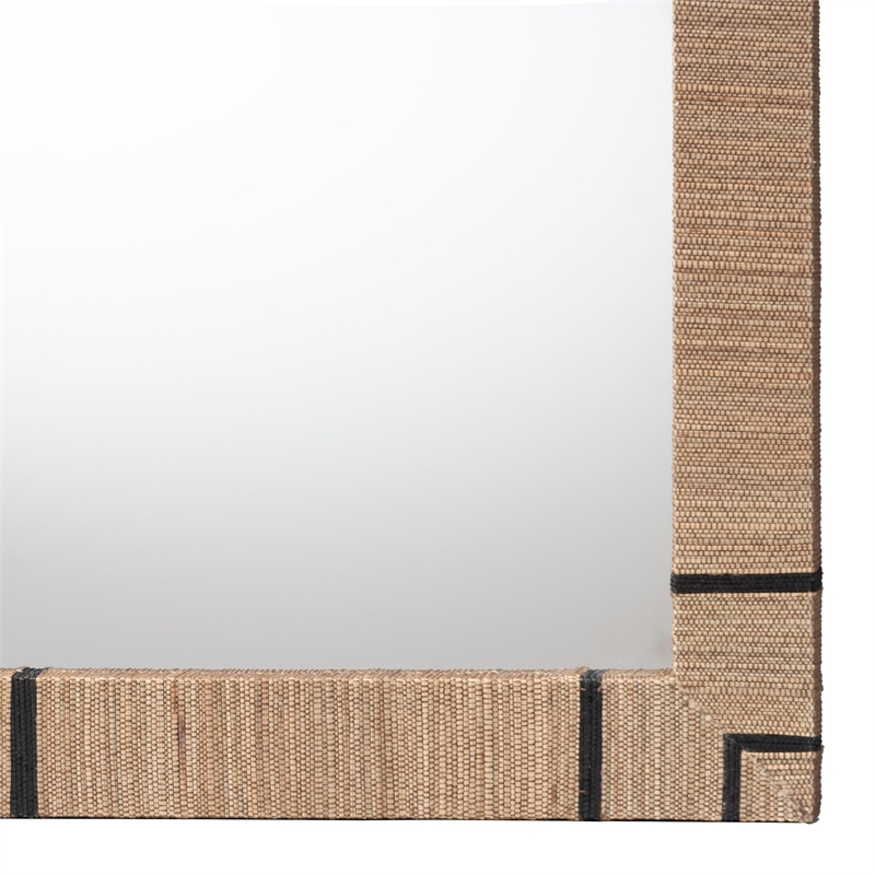 Pemberly Row Contemporary Woven Grasscloth Rectangle Accent Wall Mirror