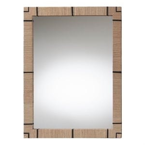 Pemberly Row Contemporary Woven Grasscloth Rectangle Accent Wall Mirror