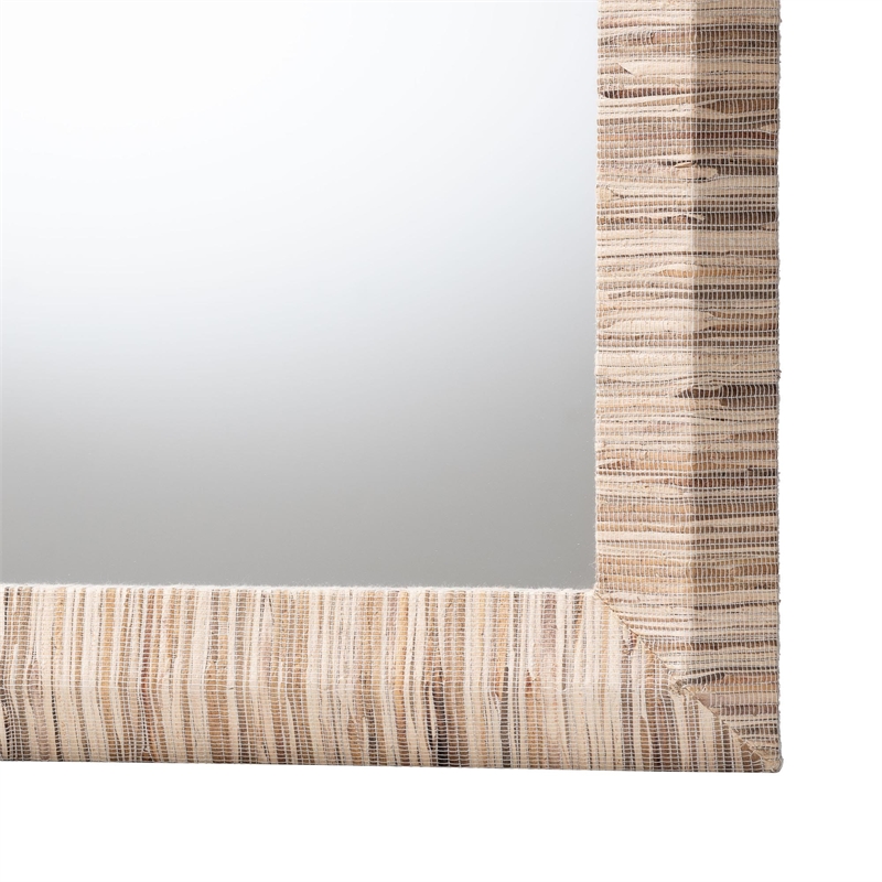 Pemberly Row Woven Grasscloth Square Accent Wall Mirror with Bevel