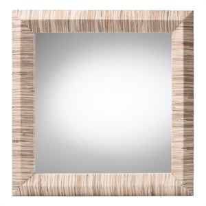 Pemberly Row Woven Grasscloth Square Accent Wall Mirror with Bevel