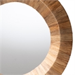 Pemberly Row Contemporary Grasscloth Concave Round Accent Wall Mirror