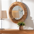 Pemberly Row Contemporary Grasscloth Concave Round Accent Wall Mirror