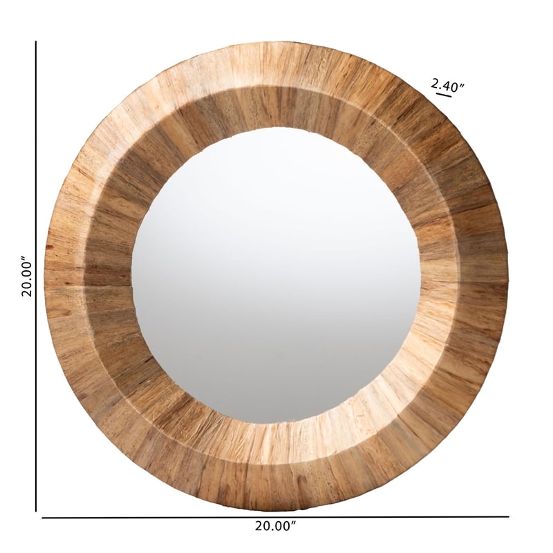 Pemberly Row Contemporary Grasscloth Concave Round Accent Wall Mirror