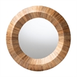 Pemberly Row Contemporary Grasscloth Concave Round Accent Wall Mirror