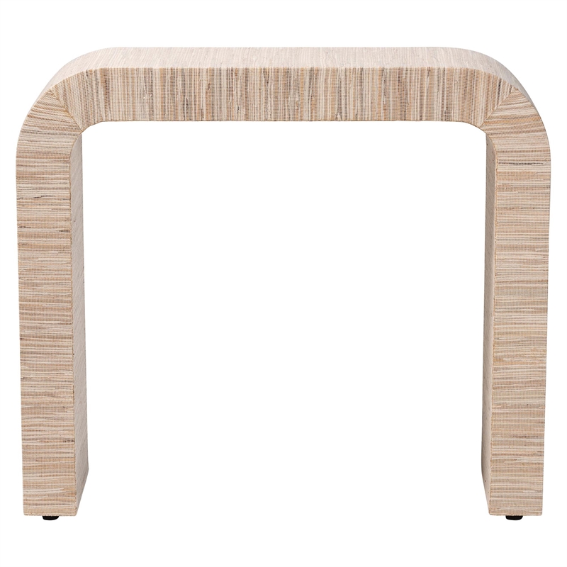 Pemberly Row Woven Grasscloth Waterfall Console Table with Rubber Feet
