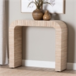 Pemberly Row Woven Grasscloth Waterfall Console Table with Rubber Feet