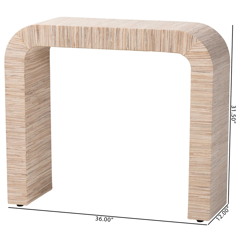 Pemberly Row Woven Grasscloth Waterfall Console Table with Rubber Feet