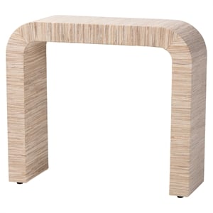 Pemberly Row Woven Grasscloth Waterfall Console Table with Rubber Feet