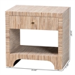 Pemberly Row Woven Grasscloth 1-Drawer Nightstand with Open Shelf