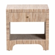 Pemberly Row Woven Grasscloth 1-Drawer Nightstand with Open Shelf