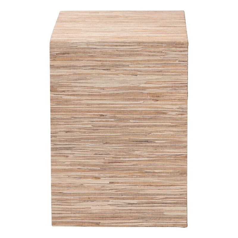 Pemberly Row Woven Grasscloth 1-Drawer Nightstand with Open Shelf