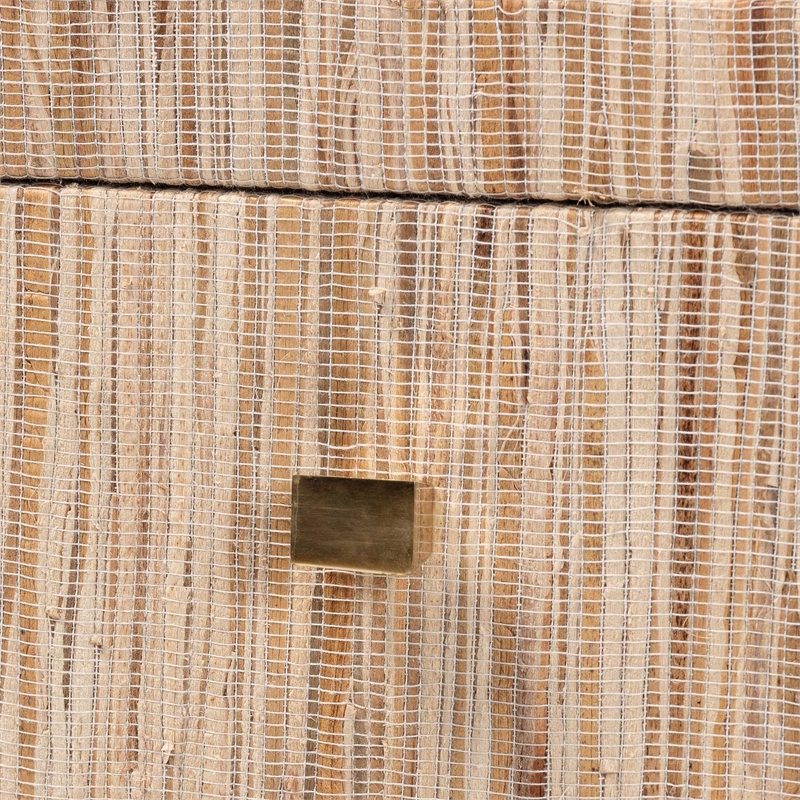 Pemberly Row Woven Grasscloth 1-Drawer Nightstand with Open Shelf