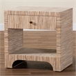 Pemberly Row Woven Grasscloth 1-Drawer Nightstand with Open Shelf