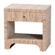 Pemberly Row Woven Grasscloth 1-Drawer Nightstand with Open Shelf