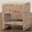 Pemberly Row Woven Grasscloth 1-Drawer Nightstand with Metal Cap Handle