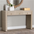 Pemberly Row Woven Grasscloth 3-Drawer Waterfall Console Table