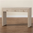 Pemberly Row Woven Grasscloth 3-Drawer Waterfall Console Table
