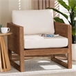 Pemberly Row Bleached Seagrass Tuxedo Arm Chair with Cushions