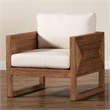 Pemberly Row Bleached Seagrass Tuxedo Arm Chair with Cushions