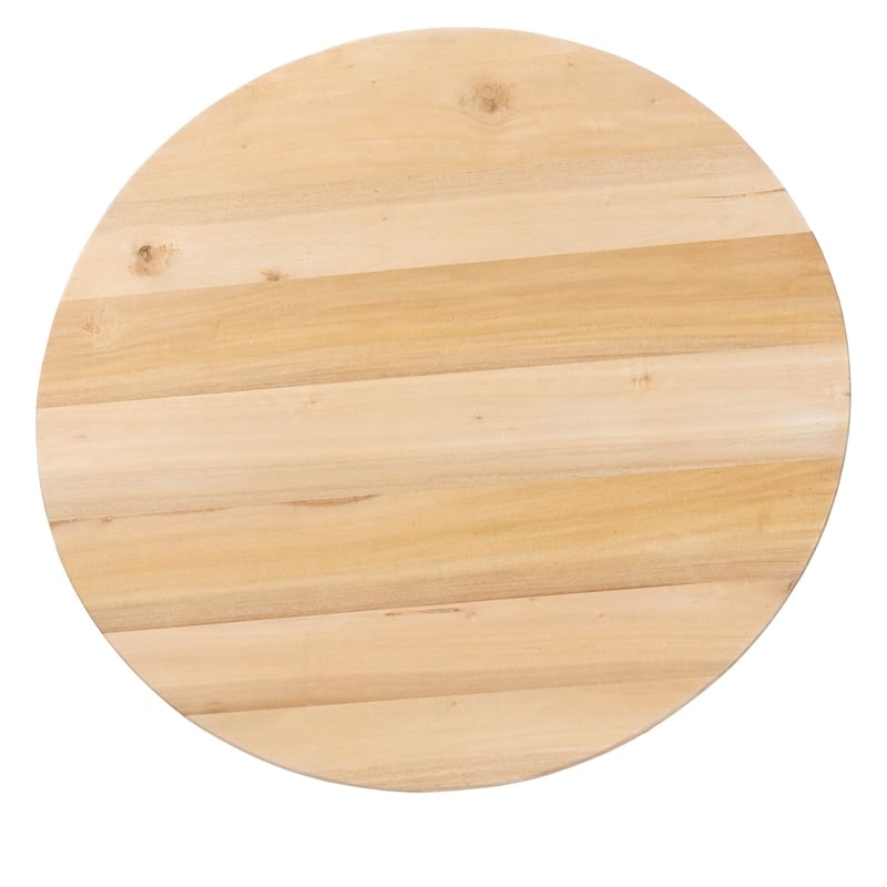 Pemberly Row Slatted Acacia Wood Round Pedestal Coffee Table