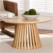 Pemberly Row Slatted Acacia Wood Round Pedestal Coffee Table