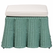Pemberly Row Seafoam Green Scalloped Rattan Square Ottoman with Cushion