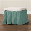 Pemberly Row Seafoam Green Scalloped Rattan Square Ottoman with Cushion