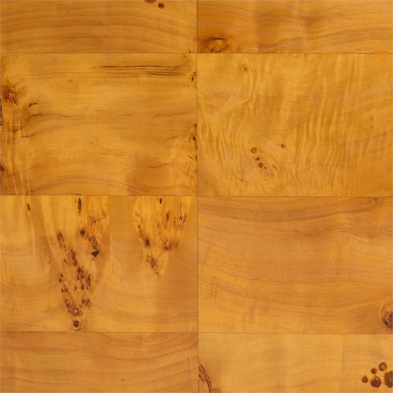Pemberly Row Contemporary Natural Real Burl Wood Scalloped Coffee Table