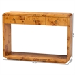 Pemberly Row Contemporary Natural Real Burl Wood 3-Drawer Console Table