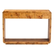 Pemberly Row Contemporary Natural Real Burl Wood 3-Drawer Console Table