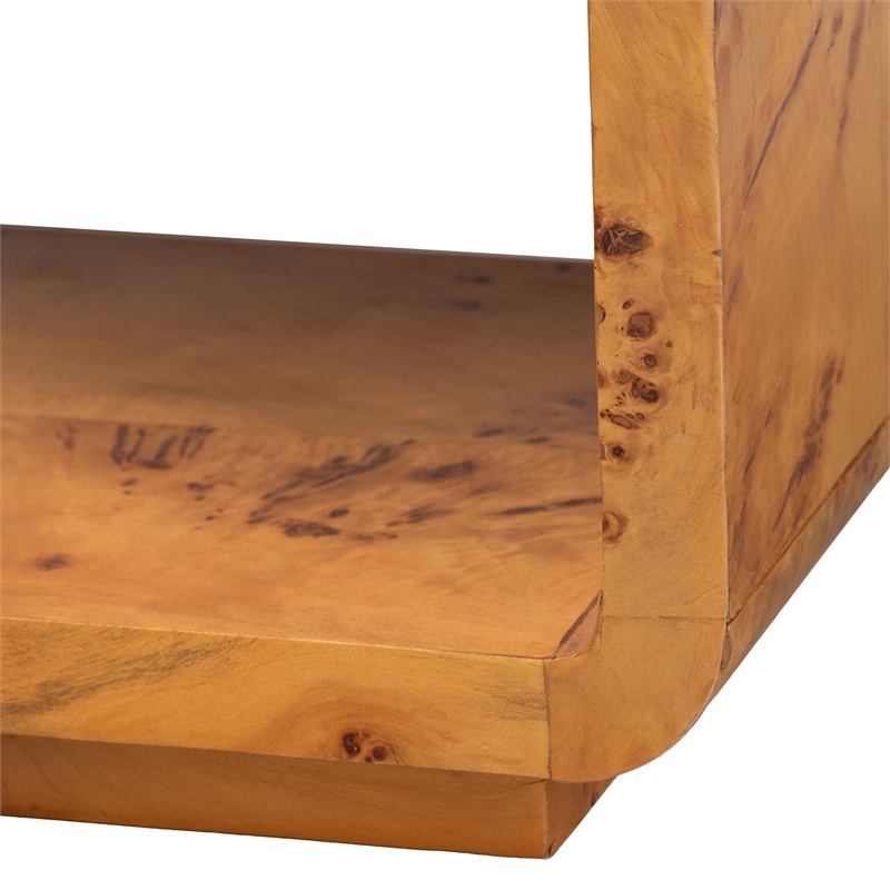 Pemberly Row Contemporary Natural Real Burl Wood 3-Drawer Console Table