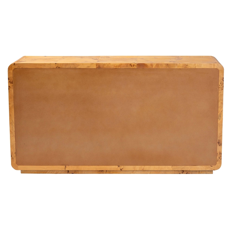 Pemberly Row Natural Real Burl Wood 6-Drawer Dresser with Metal Pulls