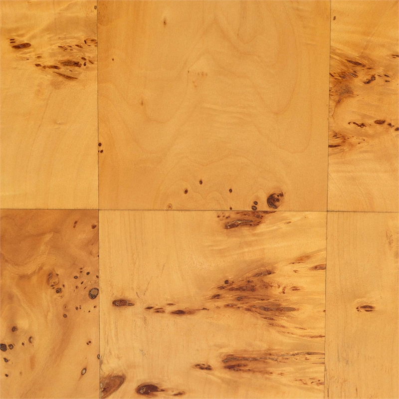 Pemberly Row Natural Real Burl Wood 6-Drawer Dresser with Metal Pulls