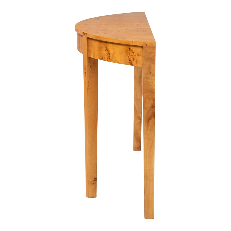 Pemberly Row Contemporary Natural Real Burl Wood Half-Moon Console Table