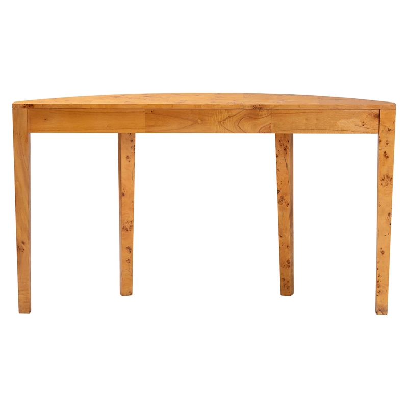 Pemberly Row Contemporary Natural Real Burl Wood Half-Moon Console Table